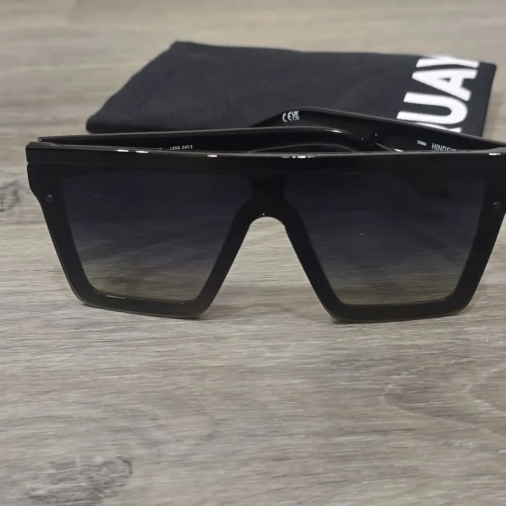Quay Australia Hindsight‎ 51MM Shield Sunglasses- Black/Smoke Green Fade